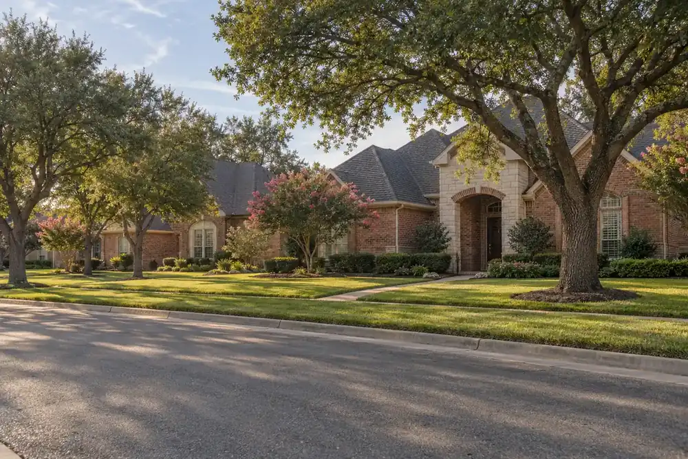 Illustration of a typical residential street in the Highland Village, TX area